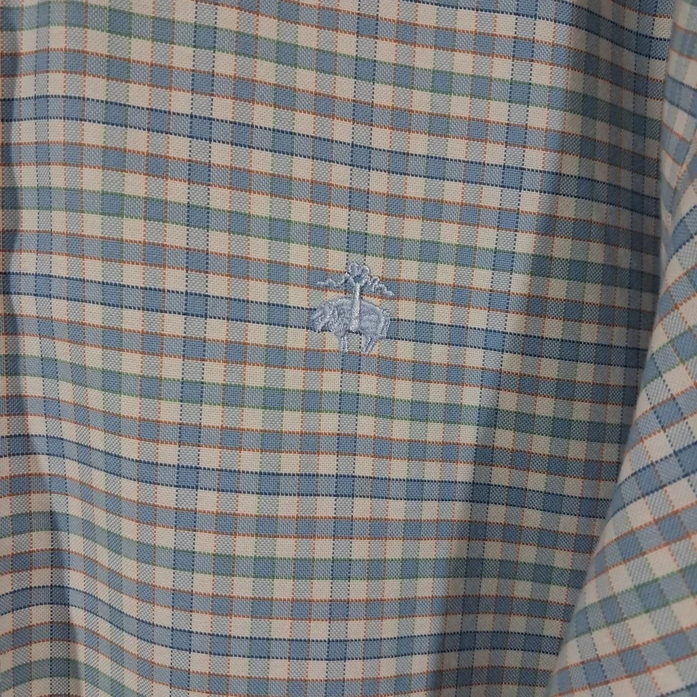 Brooks Brohers‎ Lot 2 Mens XL Multi Plaid Blue Orange Check Long Sleeve Shirts